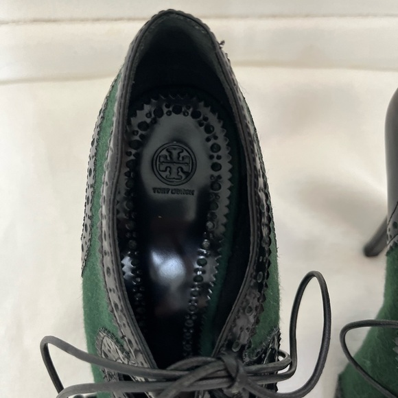 Tory Burch Hawthorne lace up Elegant Green and Black Women's Heels 9 - Picture 5 of 12